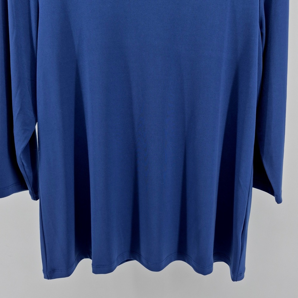 Susan Graver Essentials Navy Blue 3/4 Sleeve Boat Neck Top Size L Career Capsule - Picture 3 of 9